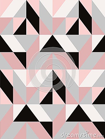 Geometric vector mosaic tile in black, grey and pastel pink Vector Illustration