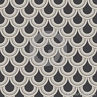 Geometric vector pattern, repeating circle or abstract water drop, fish scale and curtain. Pattern is clean for design, fabric, Vector Illustration
