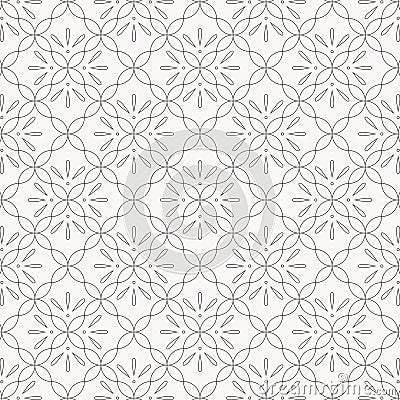 Geometric vector pattern, repeating linear half circle combined as abstract petals flower. Graphic clean for fabric, wallpaper, Vector Illustration