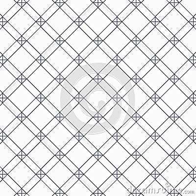 Geometric vector pattern, repeating linear square and diamond shape with cross at each corner. Vector Illustration