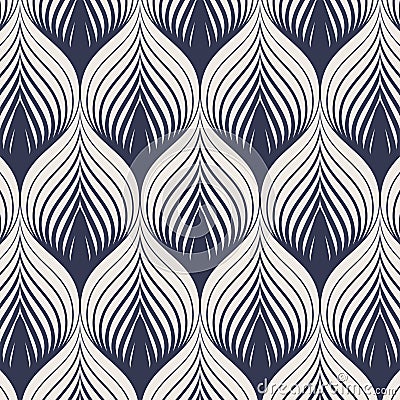 Geometric vector pattern, repeating tile texture decumbent scale of fish or fish squama shapes or leaves petal motif, single color Vector Illustration