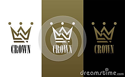 Geometric Vintage Creative Crown abstract Logo design vector template. Vintage Crown Logo Royal King Queen concept symbol Logotype Vector Illustration