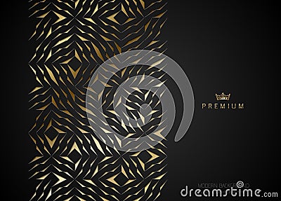 Geometric vip golden greeting card. Black premium paper cut shards design element. Luxury ector illustration. Vector Illustration