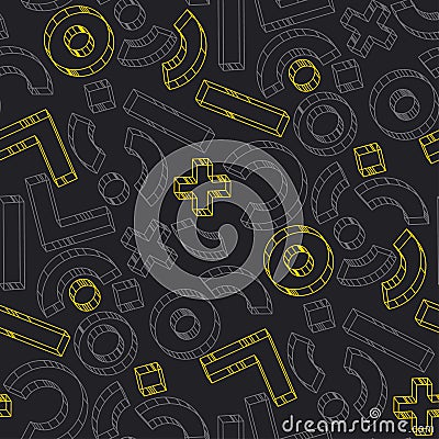 Geometric volumetric vector seamless pattern Vector Illustration