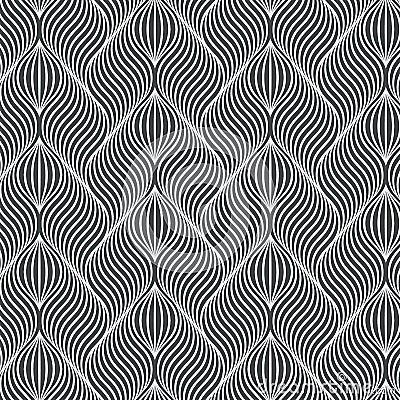 Geometric waves vector pattern. Endless stylish texture. Ripple monochrome background. Linear weaved grid. Thin interlaced swatch Vector Illustration
