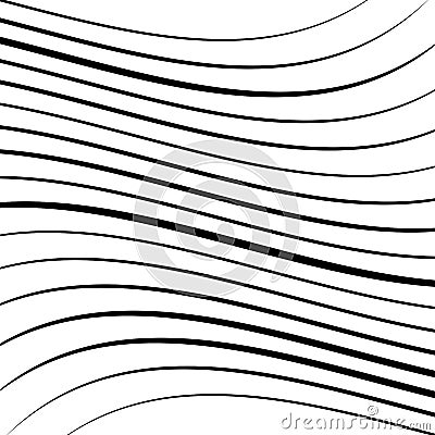 Geometric waving, wavy parallel lines. Ripple, twisted lines pattern. Squeeze, sway, squish distort, deform effect on stripes, Vector Illustration