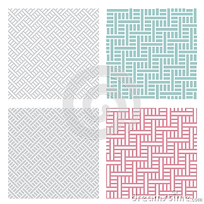 Geometric weave puzzle pattern in four color Vector Illustration