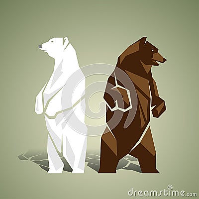 Geometric white and brown bears Stock Photo