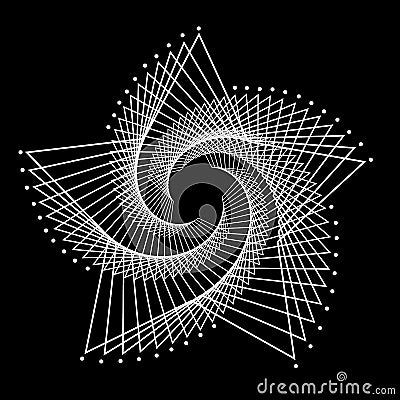 Geometric white line art on black background. Graphic line art. Modern vector. Abstract geometric pattern. Texture lines backdrop Cartoon Illustration