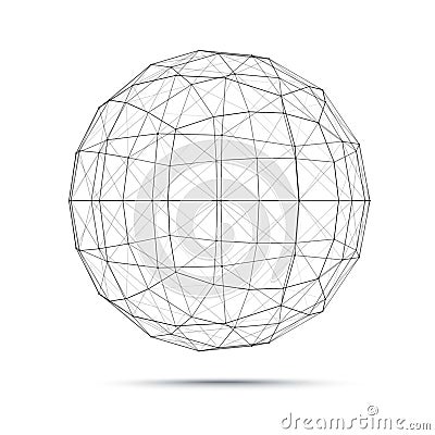 Geometric wire mesh sphere Vector Illustration