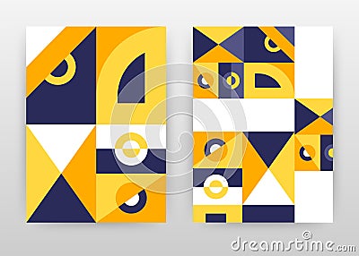 Geometric yellow purple shapes business background design for annual report, brochure, flyer, poster. Geometry orange abstract Vector Illustration