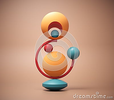 Geometrical elements on balance Cartoon Illustration