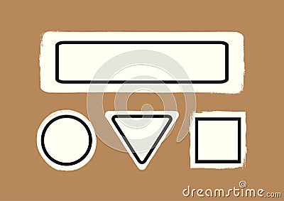 Geometrical figures drawn by hand with a rough brush with frames for text. Vector Illustration