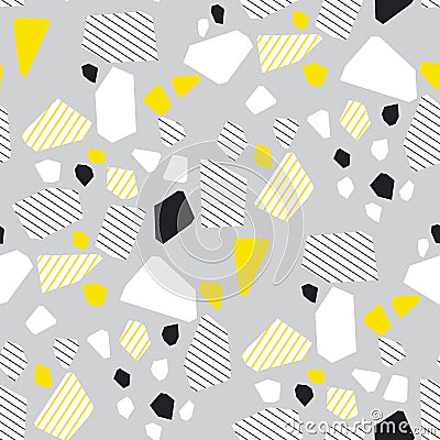 Geometrical particles flat color seamless pattern Vector Illustration