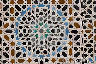 Geometrical pattern of the mosaic in Madrasa Bou Inania, Fez, Mo Stock Photo