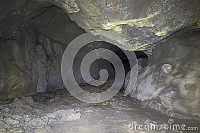 Geometrical Shaped Lava Tube Cave Tunnel Stock Photo