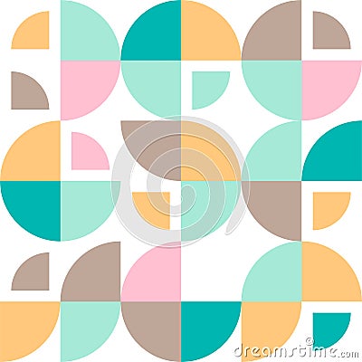 Geometrical simple vintage retro vector pattern. Swiss modernism retro geometric circle, round shapes pattern Vector Illustration