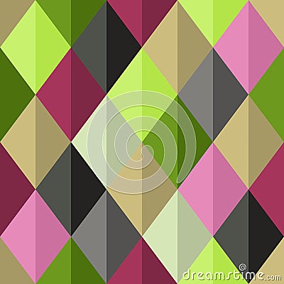 Geometrical vector seamless pattern with bright diamonds Vector Illustration