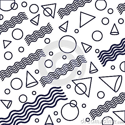 Geometrics figures and lines ninetys pattern Vector Illustration