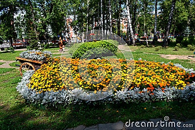 The geometry of the city flower beds Stock Photo