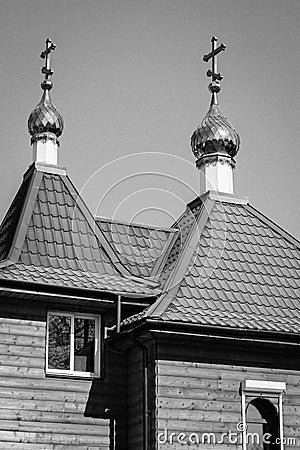 Geometry of the domes of the ancient Orthodox church in Nakhodka Stock Photo