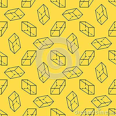 Geometry Education line pattern with vector Parallelepiped sign seamless background Vector Illustration