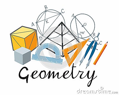 Geometry Icon. A set of subjects for designating school discipline Vector Illustration