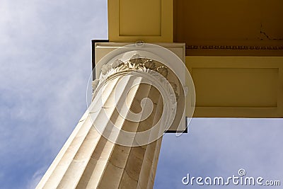 Geometry of luxurious marble column under roof of theater in antique style Stock Photo