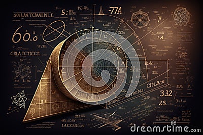 Geometry style. Mathematical formulas and calculations. Beautiful illustration picture. Generative AI Cartoon Illustration