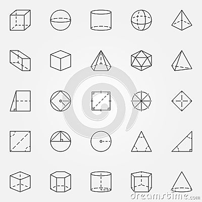 Geometry and trigonometry icons set Vector Illustration