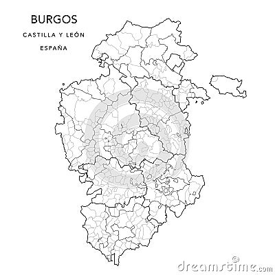 Geopolitical Vector Map of the Province of Burgos as of 2022 Stock Photo