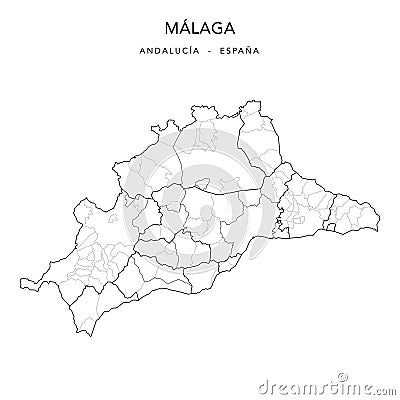 Geopolitical Vector Map of the Province of MÃ¡laga as of 2022 Stock Photo