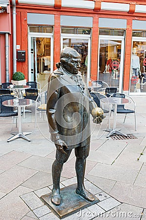 Georg Christoph Lichtenberg's monument at the marketplace in Goettingen. Editorial Stock Photo