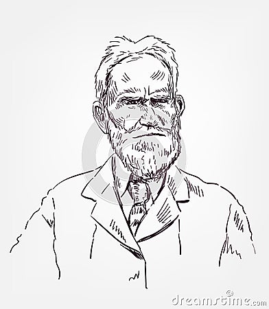 George Bernard Shaw vector sketch illustration portrait Cartoon Illustration