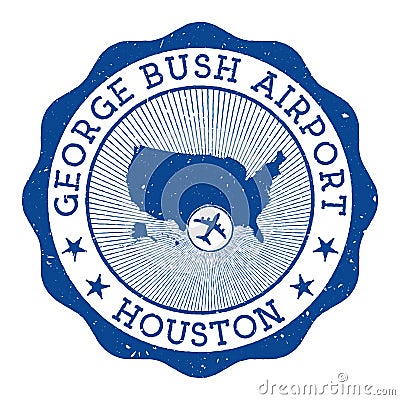 George Bush Airport Houston stamp. Vector Illustration