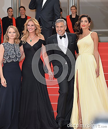 George Clooney & Amal Clooney & Julia Roberts & Jodie Foster Editorial Stock Photo