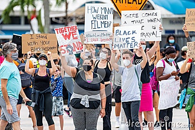 George Floyds death by police brutality protest Black Lives Matter at Downtown Miami FL Editorial Stock Photo