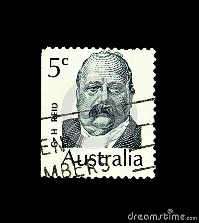 George H. Reid portrait, Famous Australians serie, circa 1969 Editorial Stock Photo