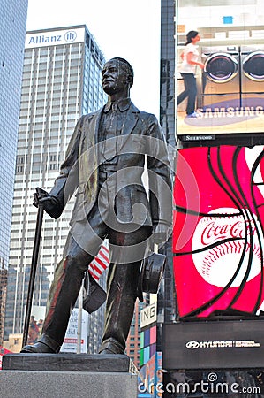 George M. Cohan statue in Times Square Editorial Stock Photo