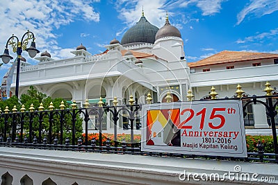 George Town, Malaysia - March 10, 2017: Kapitan Keling Mosque, built in the 19th century by Indian Muslim traders and Editorial Stock Photo