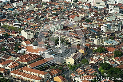 Aerial view Masjid Kapitan Keling with surrounding heritage house. Editorial Stock Photo