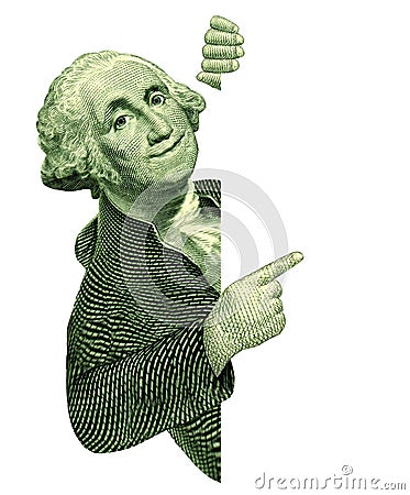 George Washington With a Blank Sign Stock Photo