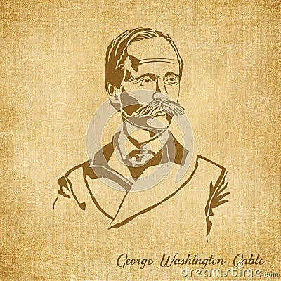 George Washington Cable Digital Hand drawn Illustration Cartoon Illustration