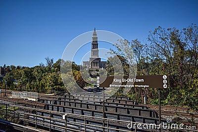 George Washington Masonic Temple as seen from the King Street - Old Town WMATA Metro Station Editorial Stock Photo