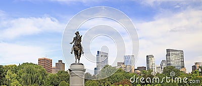 George Washington statue and Boston skyline Editorial Stock Photo