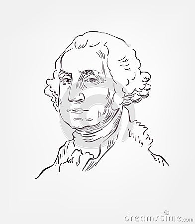 George Washington usa president vector sketch portrait Editorial Stock Photo