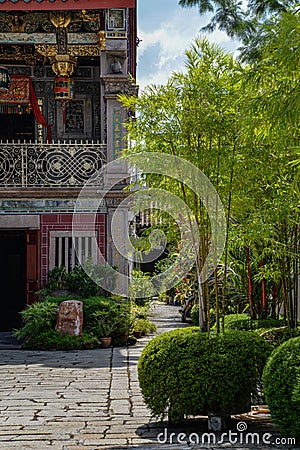 Georgetown, Penang, Malaysia. Chinatown inner temple courtyard Stock Photo