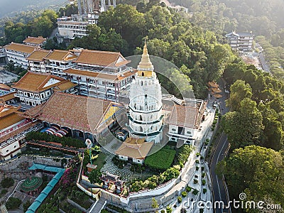 Aerial view Pagoda in sunny evening. Editorial Stock Photo