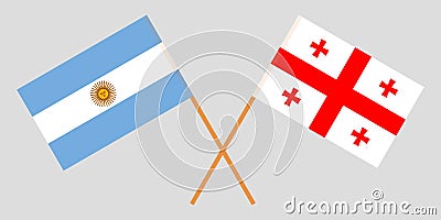 Georgia and Argentina. Crossed Georgian and Argentinean flags Vector Illustration