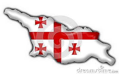 Georgia button flag map shape Stock Photo